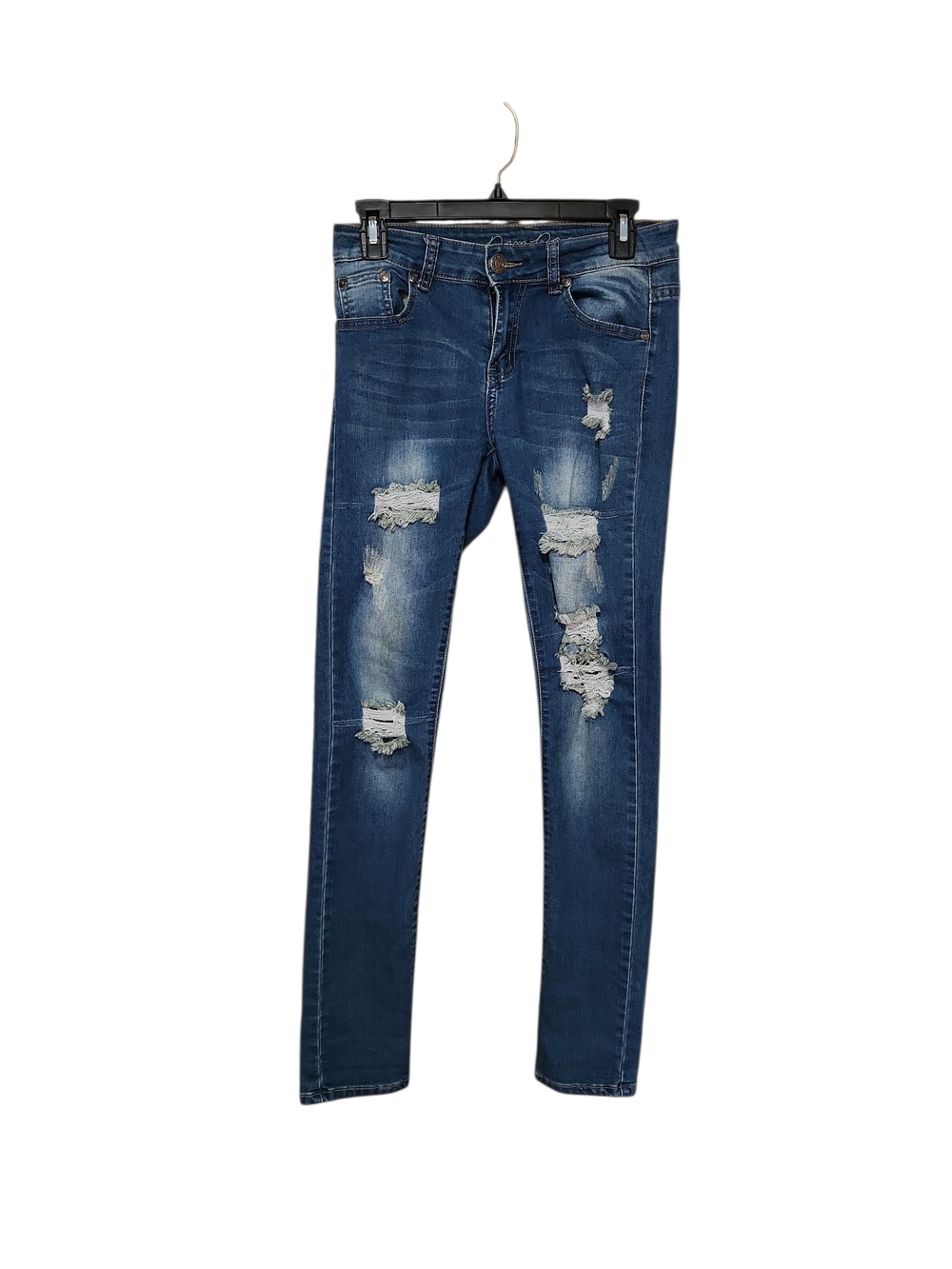 Ripped Dark Blue Skinny Jeans for Women